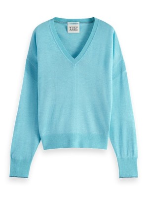 Pullover Scotch & Soda Relaxed V-neck Mujer Azules | SN-SAS56719