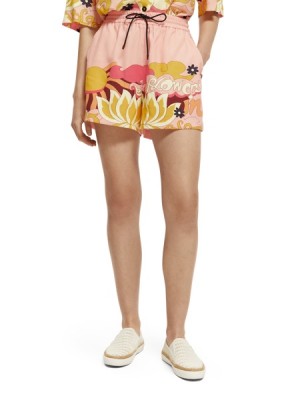 Short Scotch & Soda Printed Elasticated Waistband Mujer Rosas Coral | SN-SAS56876