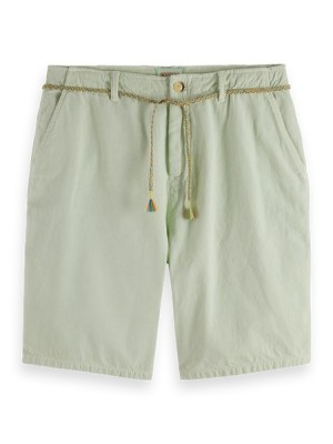 Short Scotch & Soda The Fave Garment-dyed Linen-blended Hombre Verde Menta | SN-SAS56637