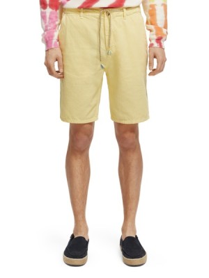 Short Scotch & Soda The Fave Garment-dyed Linen-blended Hombre Amarillos | SN-SAS56638