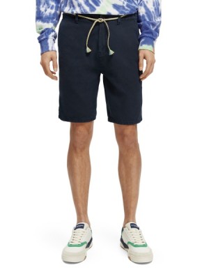 Short Scotch & Soda The Fave Garment-dyed Linen-blended Hombre Azul Marino | SN-SAS56639