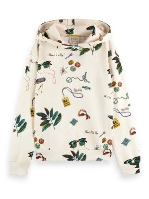 Sudadera con Capucha Scotch & Soda Aop Relaxed Fit Mujer Beige | SN-SAS56724