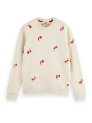 Sudaderas Scotch & Soda Allover Embroidered Hombre Grises | SN-SAS56433
