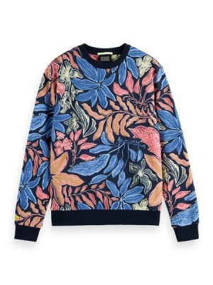 Sudaderas Scotch & Soda Big Aop Hombre Azul Marino Multicolor | SN-SAS56438