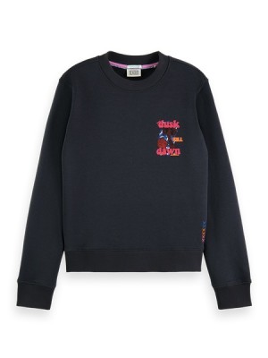 Sudaderas Scotch & Soda Estampados Print Regular Fit Crew-neck Mujer Grises | SN-SAS56731
