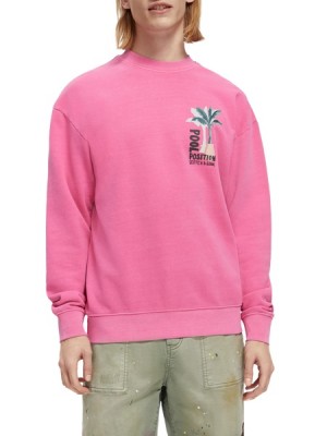 Sudaderas Scotch & Soda Garment-dyed Artwork Hombre Rosas | SN-SAS56426