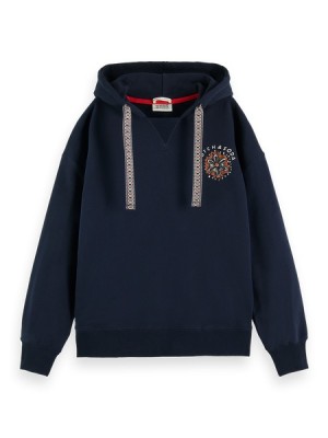 Sudaderas Scotch & Soda Placement Print Oversized Mujer Azul Marino | SN-SAS56723