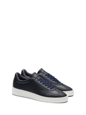 Tenis Scotch & Soda Plakka Cuero Hombre Azules | SN-SAS56688