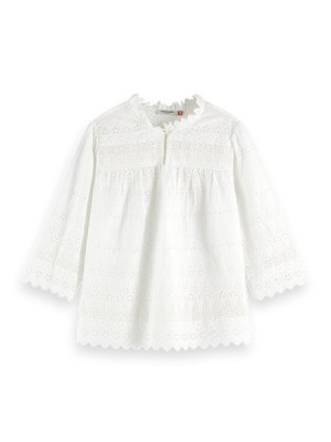 Tops Scotch & Soda Broderie Anglaise Mujer Blancos | SN-SAS56758