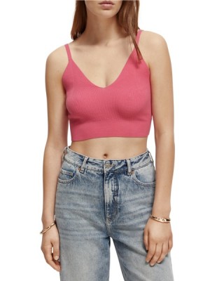 Tops Scotch & Soda De Punto V-neck Crop Mujer Rosas | SN-SAS56738