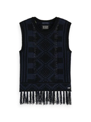 Tops Scotch & Soda Fringe Hem De Punto Mujer Azul Marino | SN-SAS56712