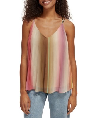 Tops Scotch & Soda Plisado V-neck Mujer Multicolor | SN-SAS56733