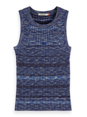 Tops Scotch & Soda Space Dye De Punto Racer Vest Mujer Azules | SN-SAS56710