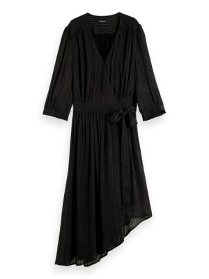 Vestido Scotch & Soda Asymmetric Wrap Mujer Negros | SN-SAS56800