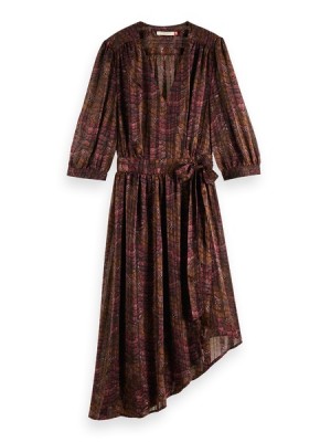 Vestido Scotch & Soda Asymmetric Wrap Mujer Vino | SN-SAS56802