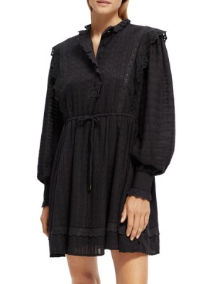 Vestido Scotch & Soda Broderie Anglaise Mini Organic Algodon Mujer Negros | SN-SAS56774