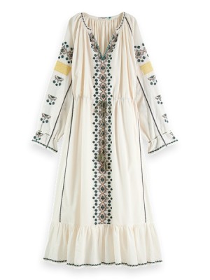 Vestido Scotch & Soda Embroidered Maxi Mujer Beige | SN-SAS56801