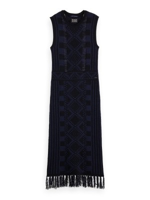 Vestido Scotch & Soda Fringe Hem De Punto Mujer Azul Marino | SN-SAS56805