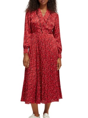 Vestido Scotch & Soda Long-sleeved Plisado Midi Mujer Rojos | SN-SAS56773