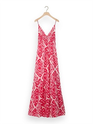 Vestido Scotch & Soda Maxi Waisted Mujer Rosas | SN-SAS56806