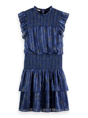 Vestido Scotch & Soda Mini With Smock Stitch Detail Mujer Azules | SN-SAS56808
