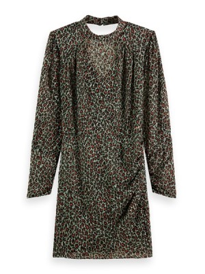 Vestido Scotch & Soda Mock Neck Mini With Open Back Detail Mujer Verdes | SN-SAS56810