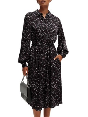 Vestido Scotch & Soda Relaxed Fit Printed Midi Jacquard Mujer Negros | SN-SAS56776