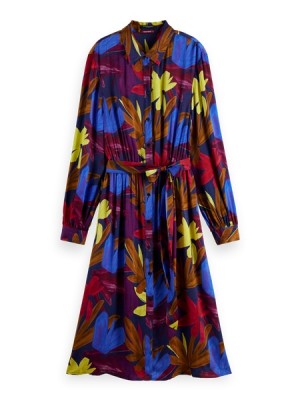 Vestido Scotch & Soda Relaxed Fit Printed Midi Jacquard Mujer Flores Camuflados | SN-SAS56777