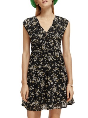 Vestido Scotch & Soda V-neck Sin Manga Mini Mujer Negros | SN-SAS56788